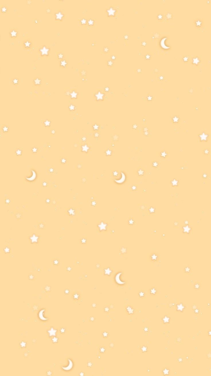 A pattern of stars and moon on an orange background - Light yellow