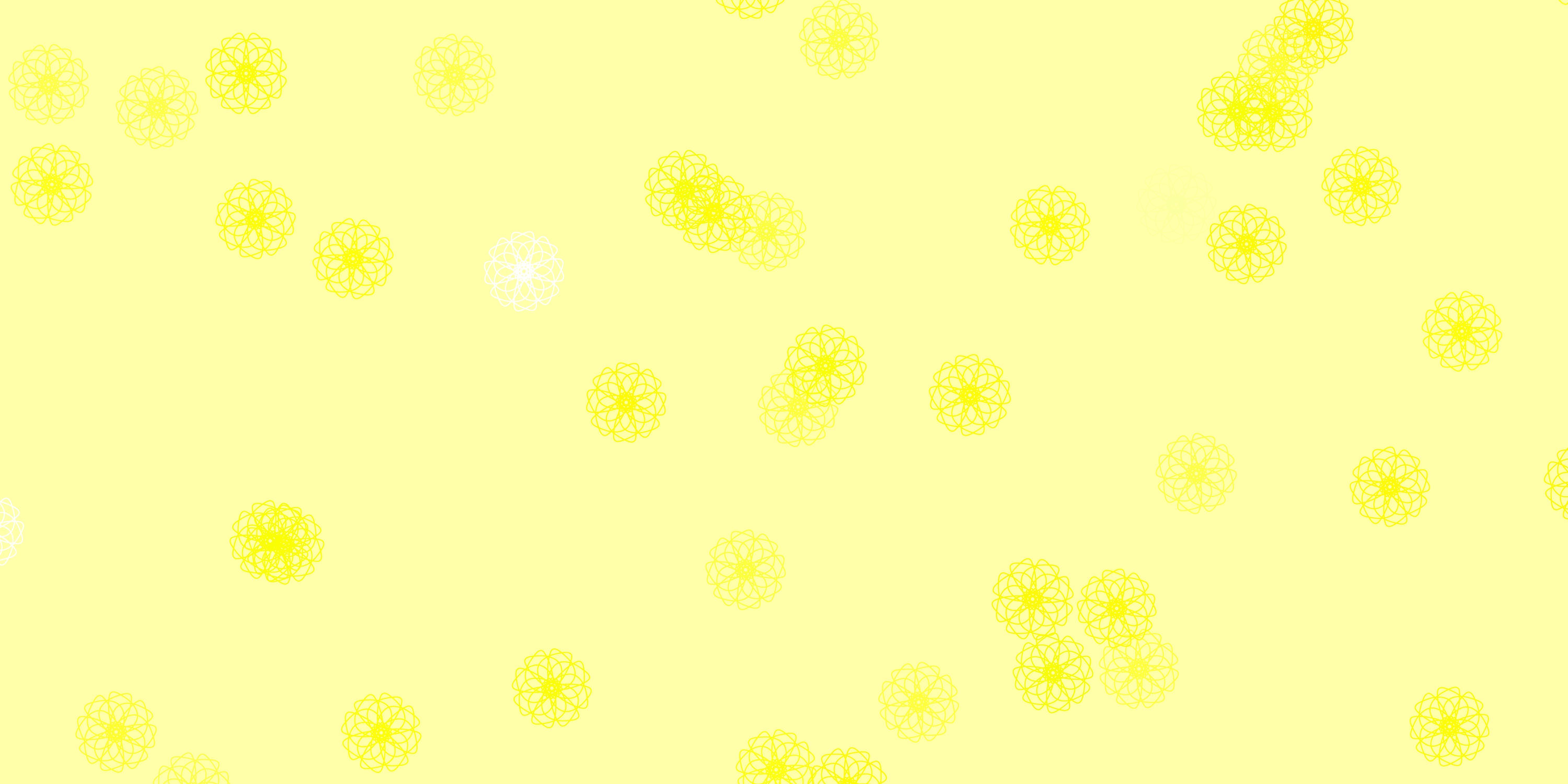 Light Yellow vector doodle background with flowers