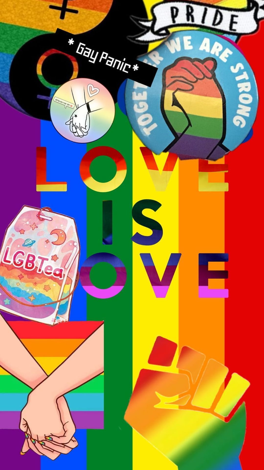 A poster with the words love is pride and other symbols - LGBT