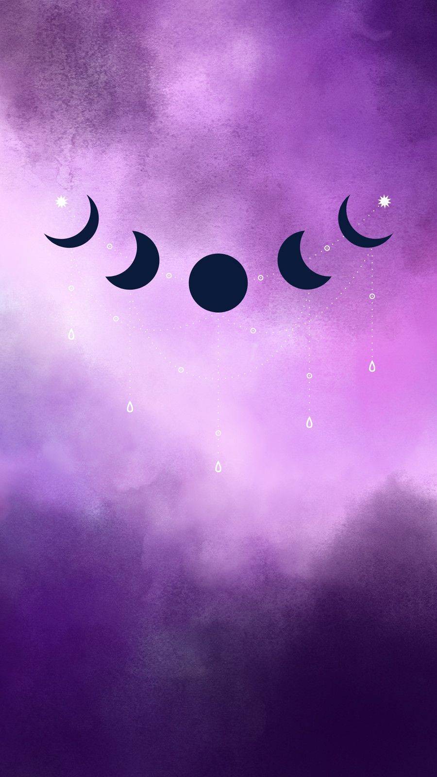 A purple and blue background with the moon phases - Moon phases