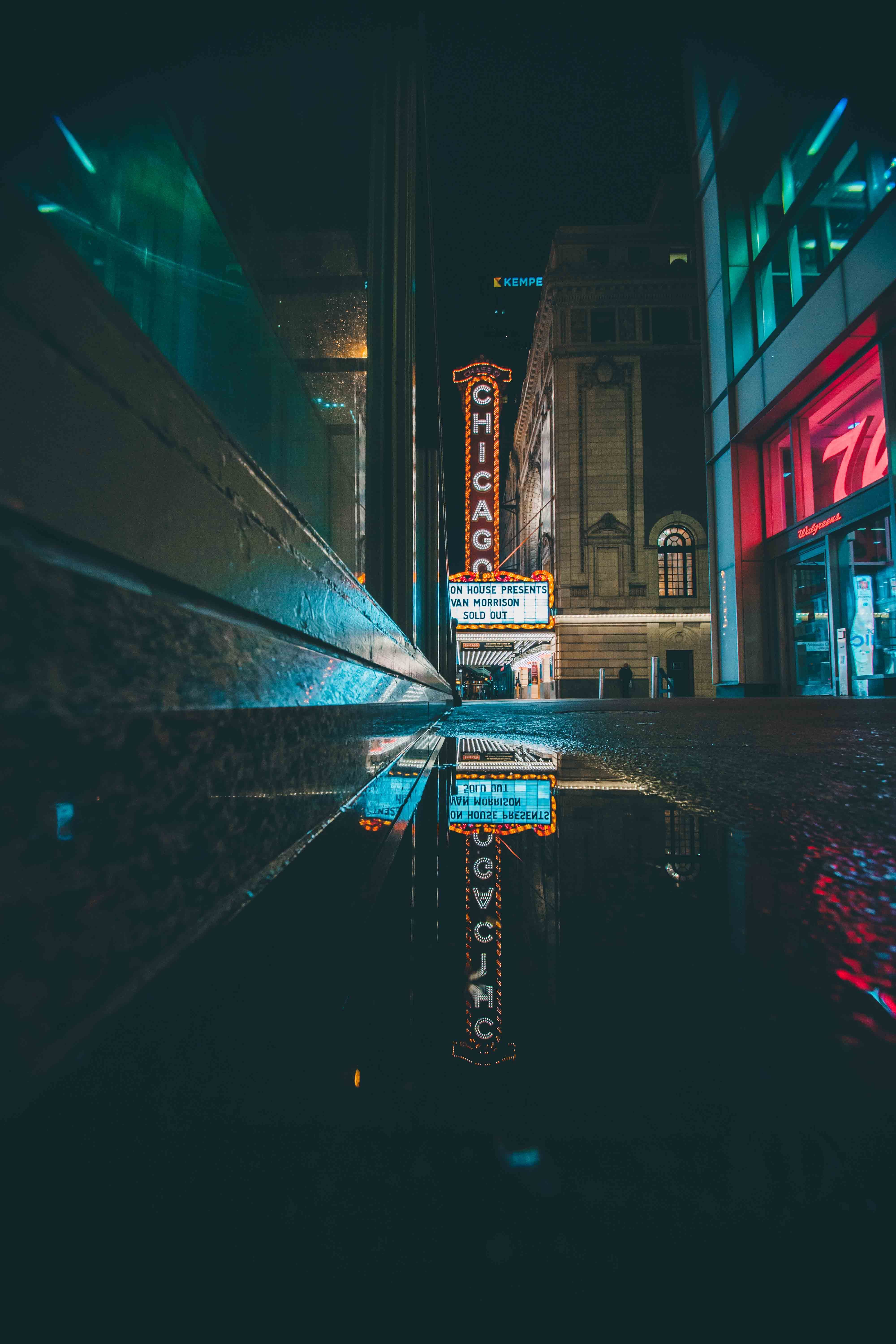 A reflection of the street in water - Chicago