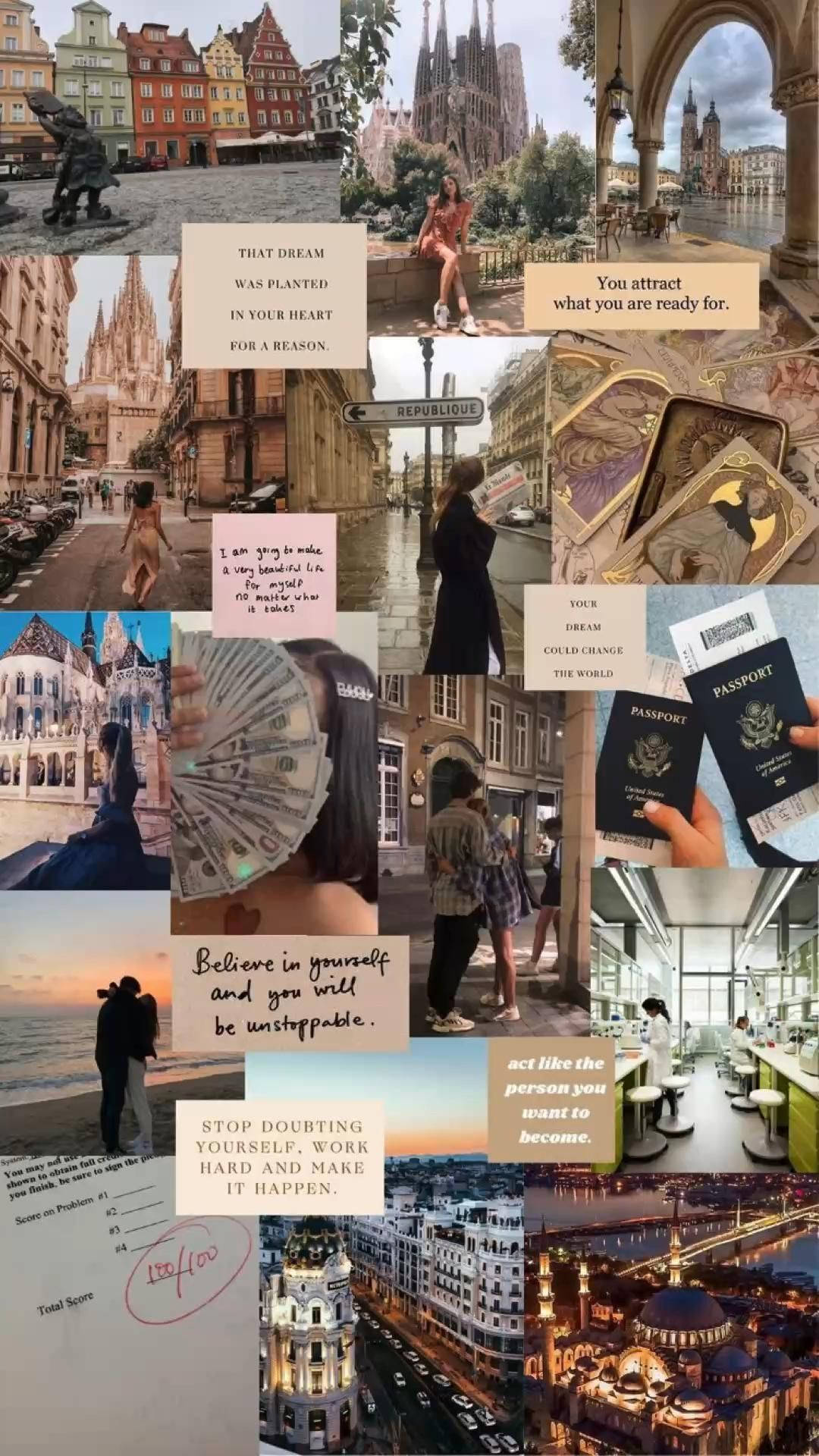 Download That Girl Aesthetic Travel Collage Wallpaper