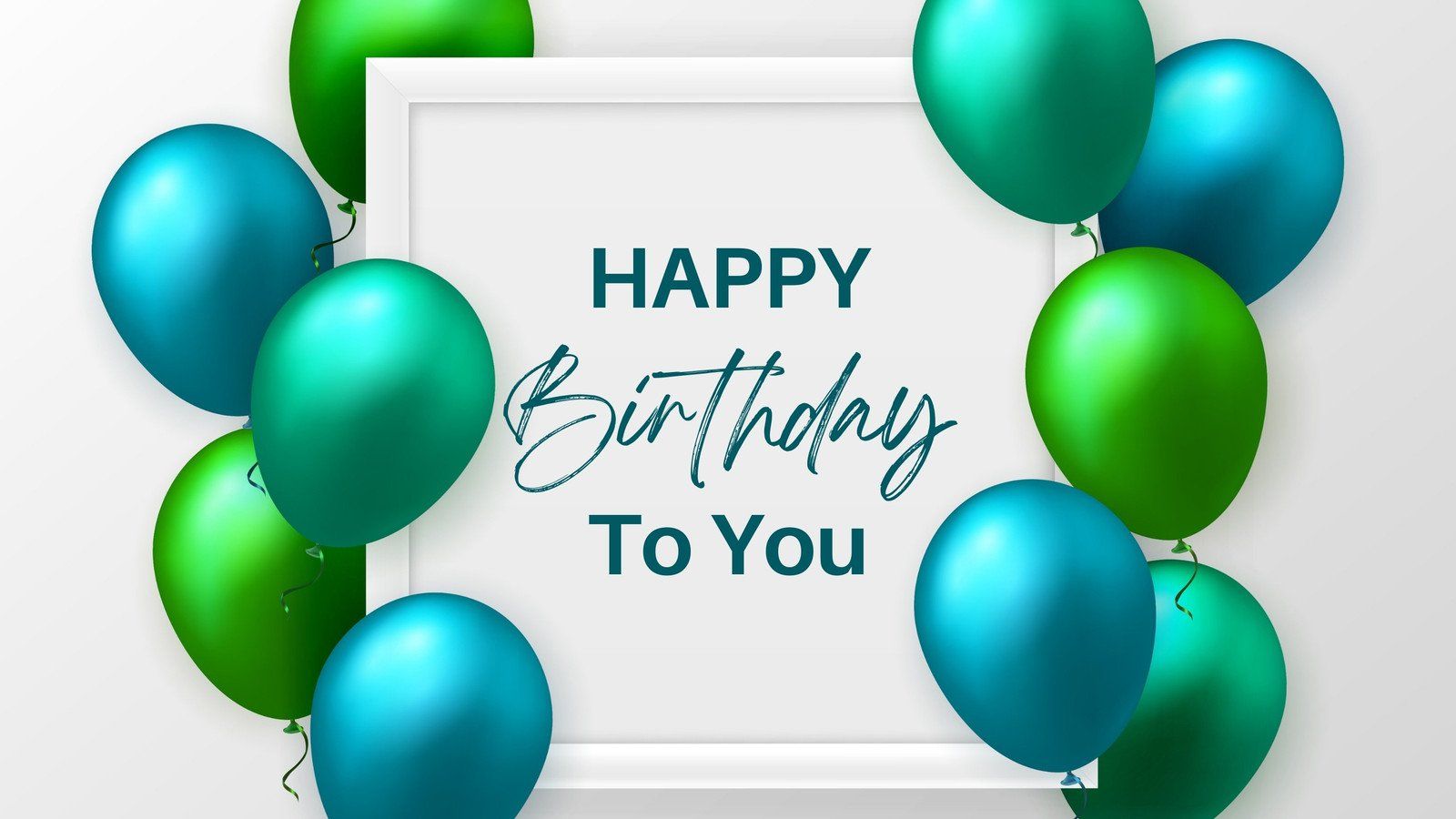 A birthday card with blue and green balloons - Birthday