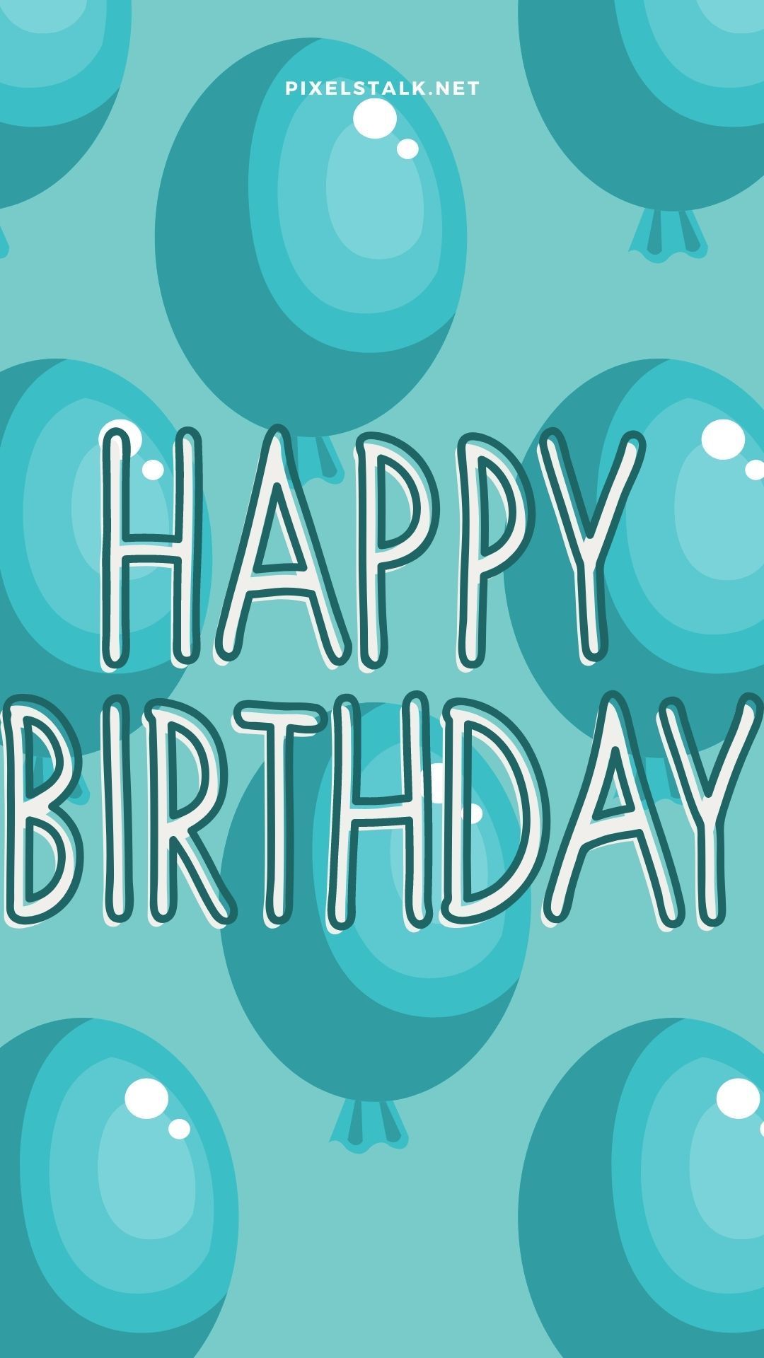 A happy birthday card with blue balloons on a blue background - Birthday