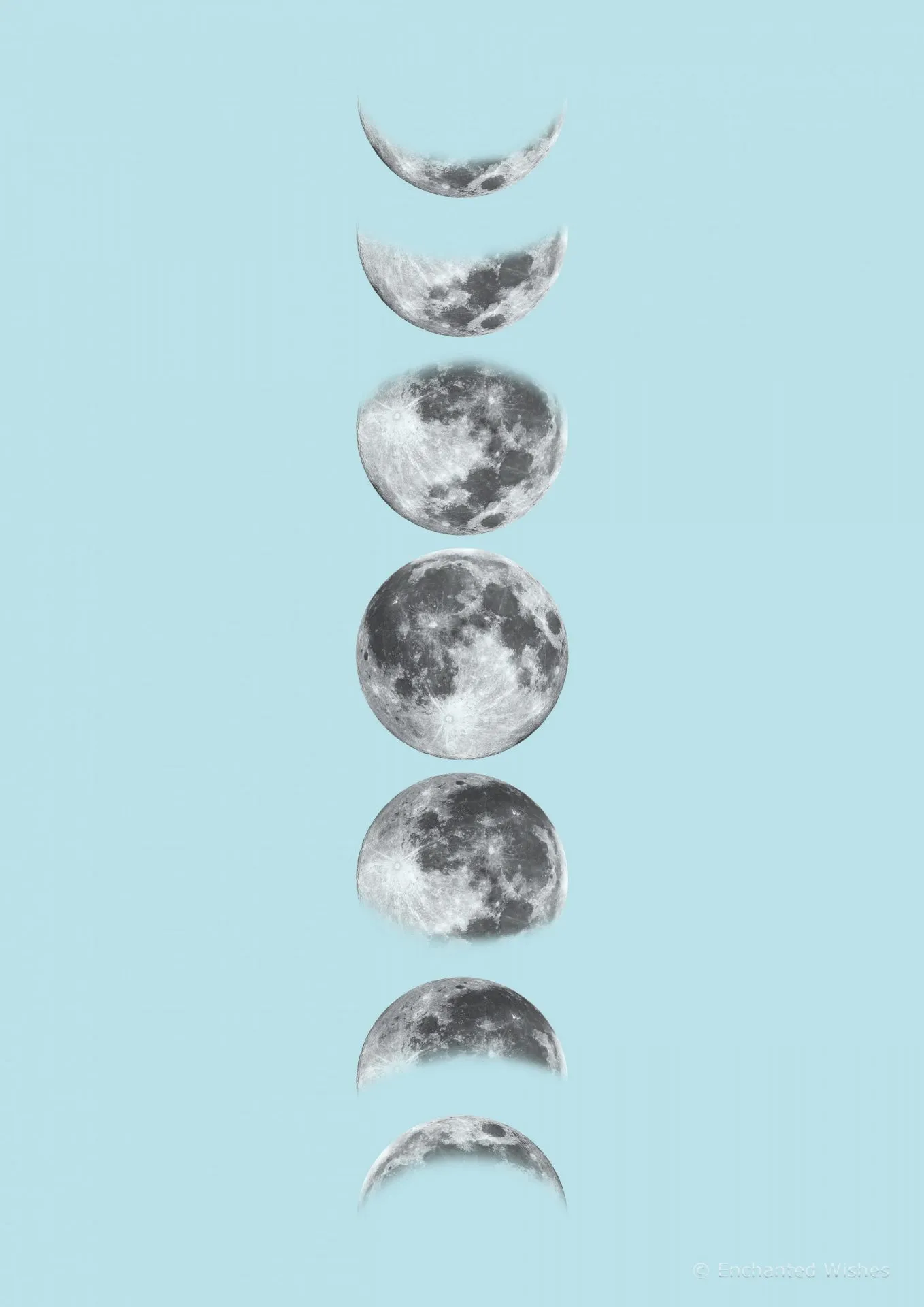 Blue Moon Phases Print Art Printable Prints
