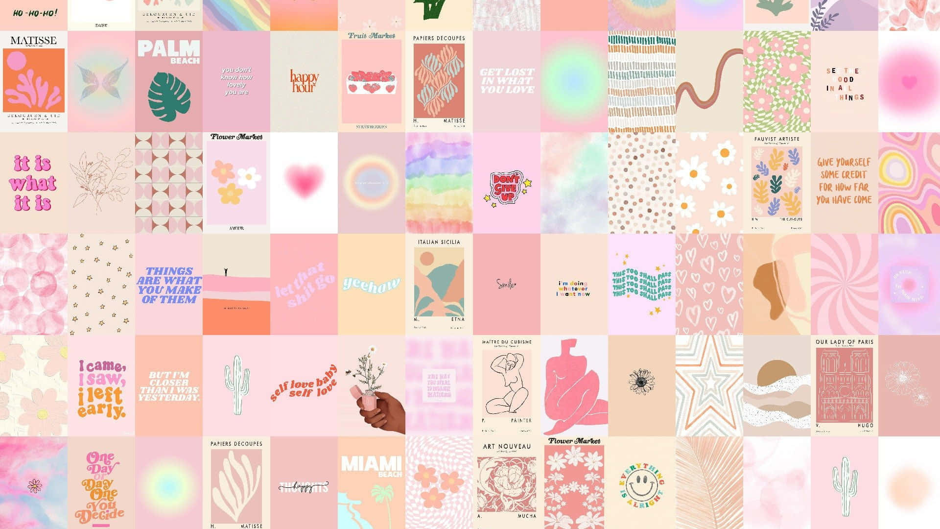 Download Bright Pastel Aesthetic Collage Desktop Wallpaper