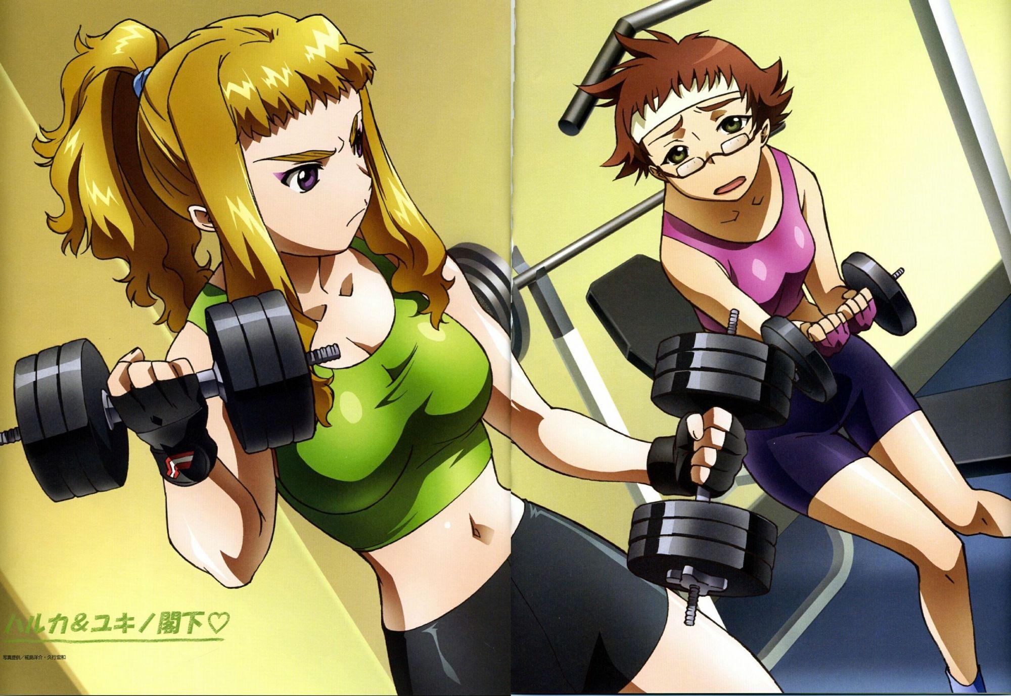 A woman is working out with dumbbells - Gym