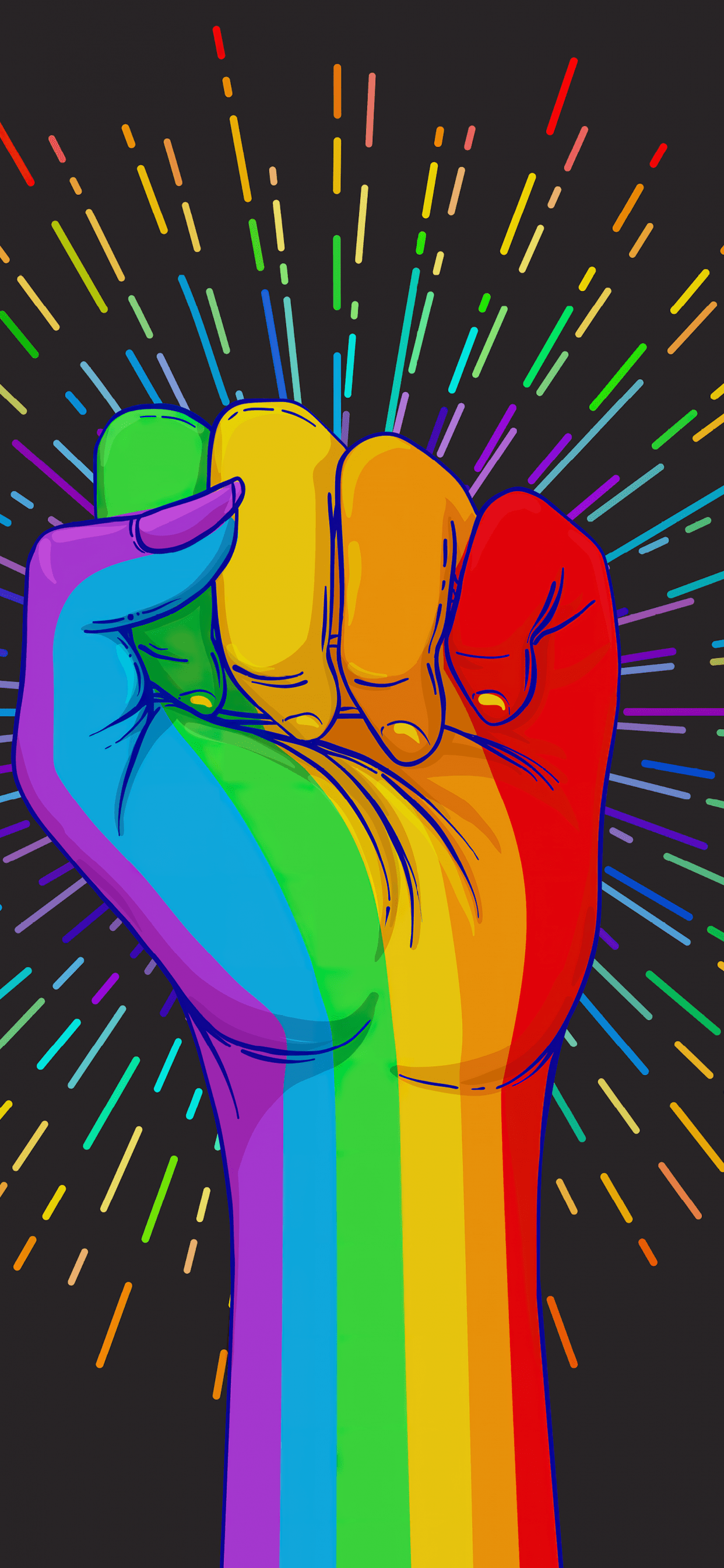 LGBTQ Wallpaper 4K, Fist, Rainbow colors