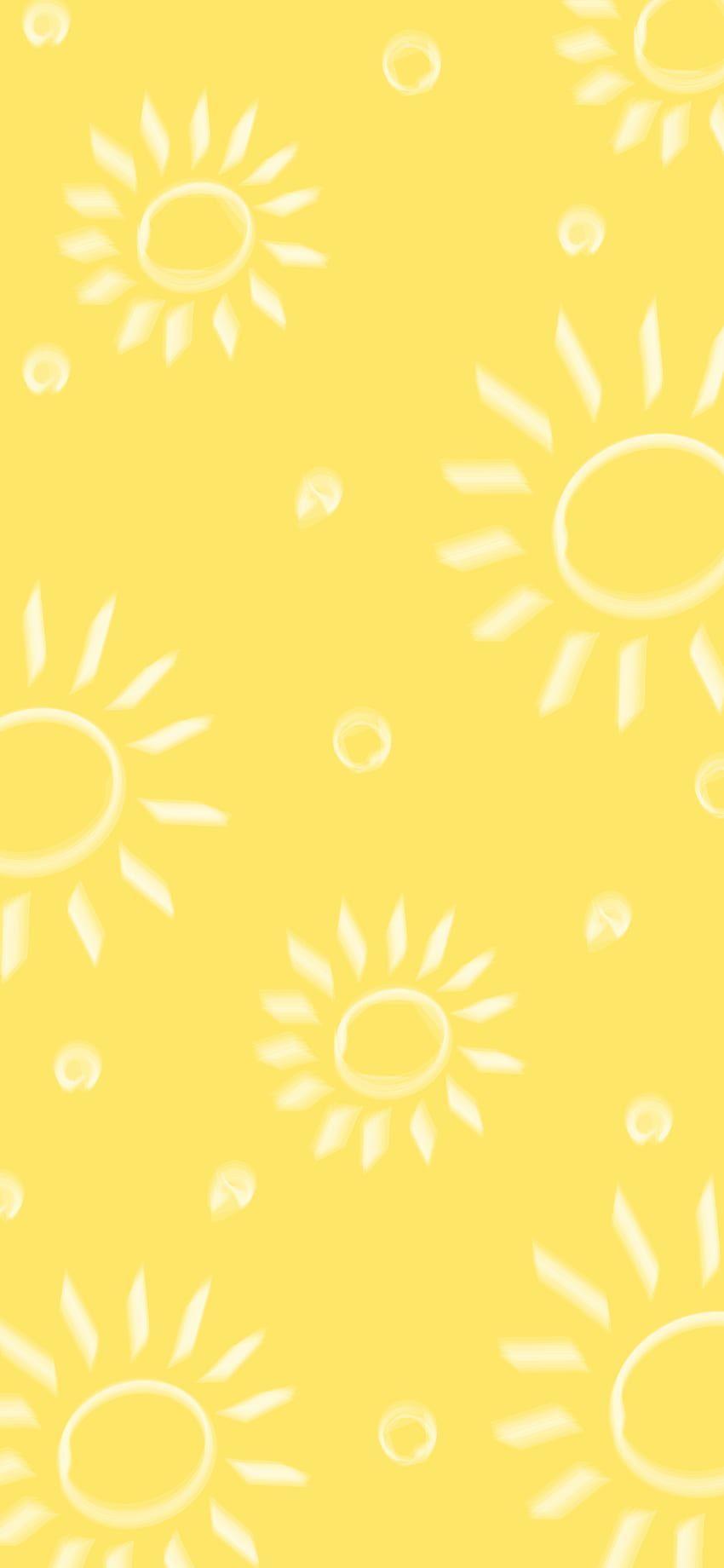 A cute pattern of white suns on a yellow background - Sunshine
