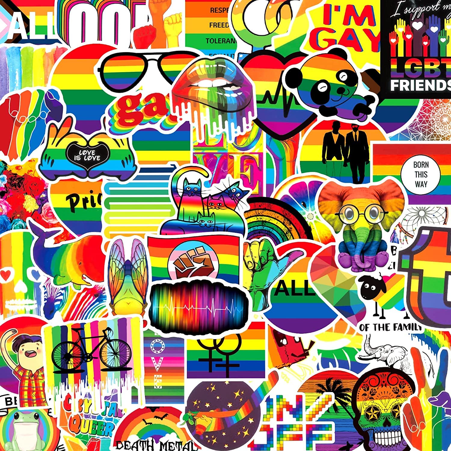 PCS Pride Stickers for LGBTQ, Gay Pride Rainbow Stickers Stuff for LGBT, Bisexual, Lesbian, Vinyl Waterproof Stickers for Water Bottle, Laptop, Skateboard, Phone, Guitar : Toys & Games