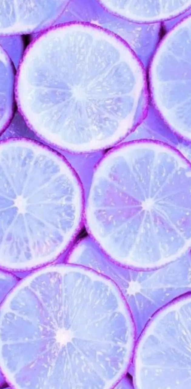 A close up of purple lemon slices on a purple background - Lemon