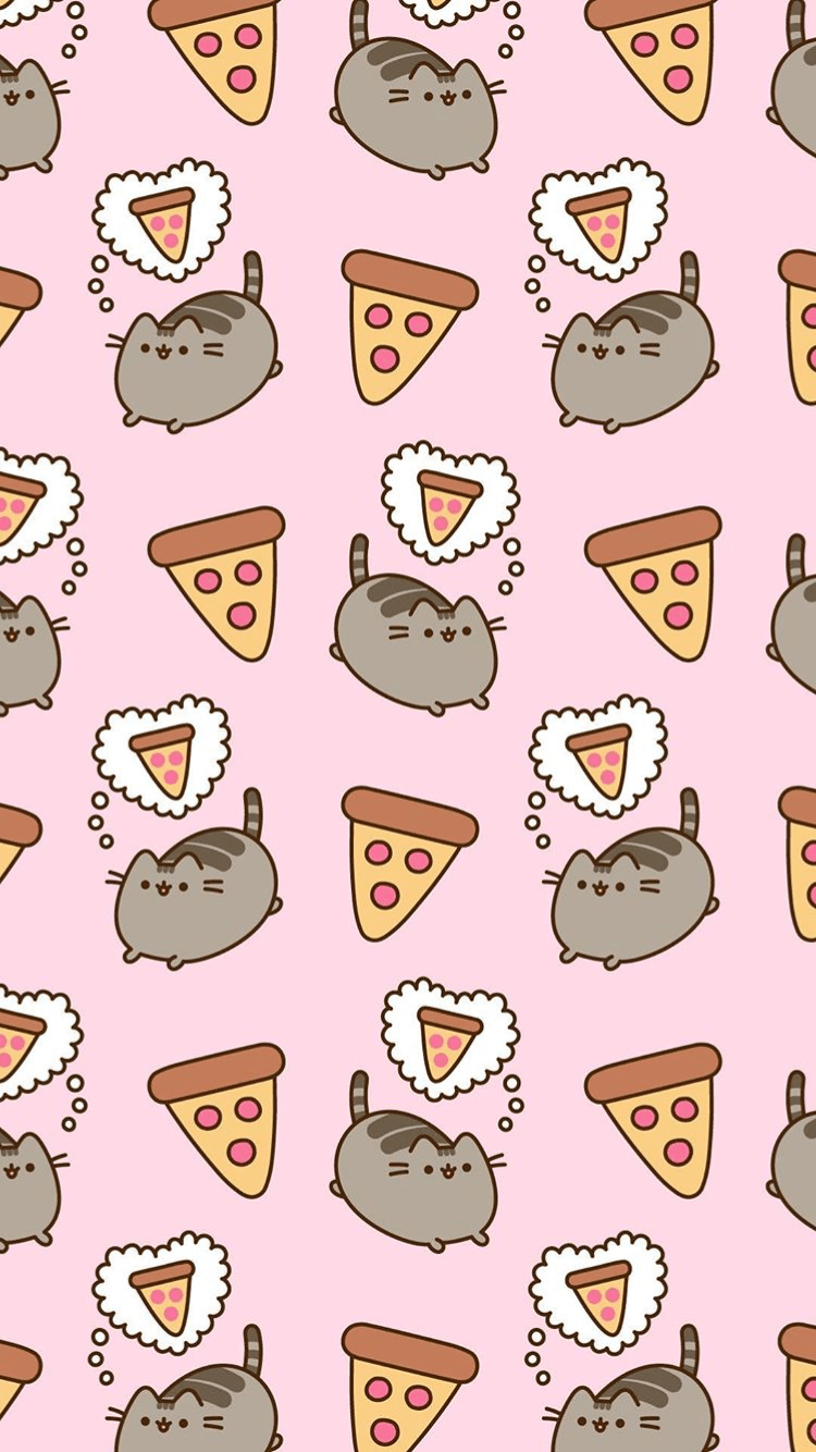 A pattern of cats and pizza on top - Pizza