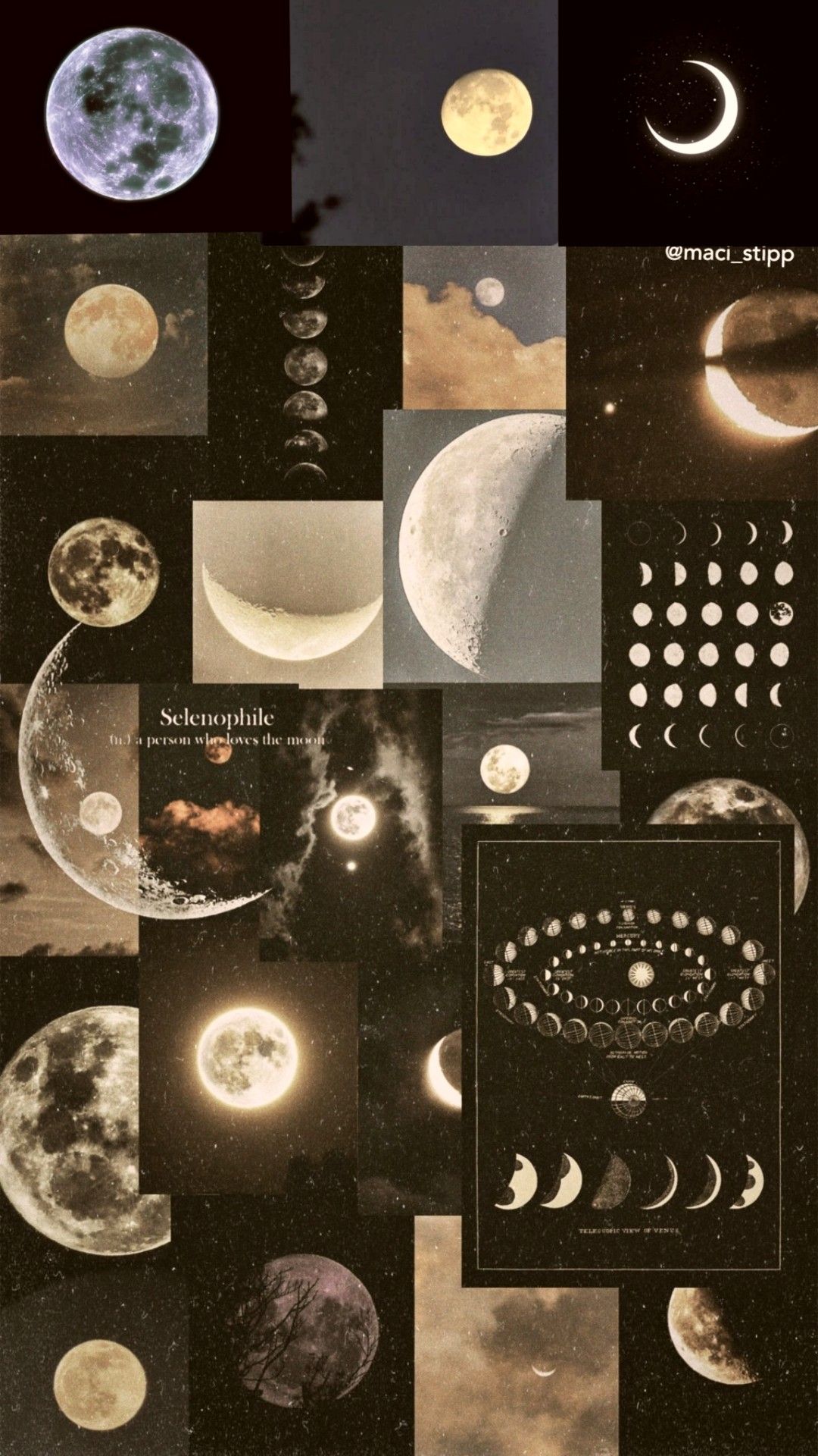 A collage of different moon phases - Moon phases