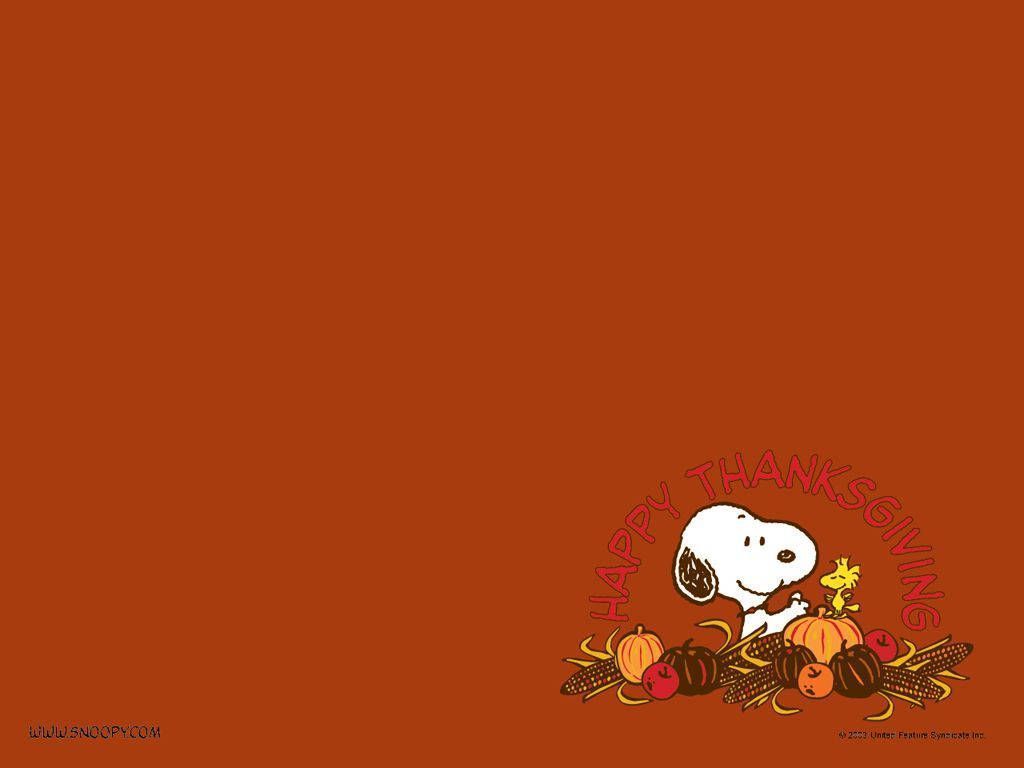 Download Happy Thanksgiving Snoopy In Orange Wallpaper