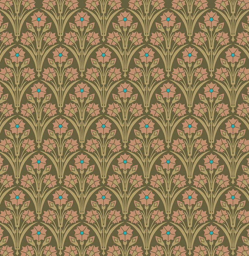 - floral pattern in brown and pink - Victorian