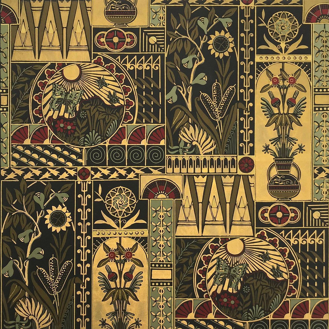 A pattern of flowers and geometric shapes - Victorian