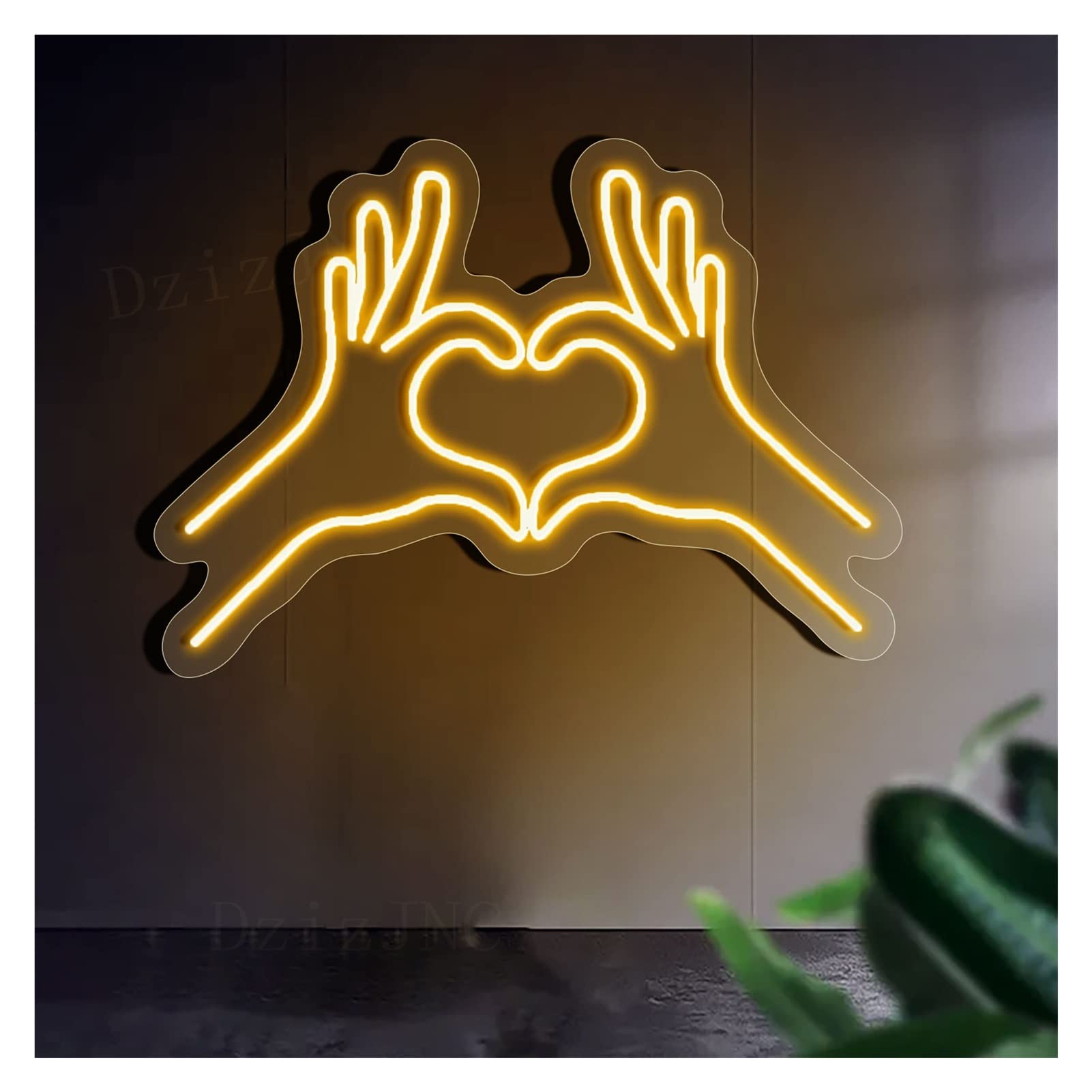 DzizJNC 'Heart Hand' Neon Signs Lights, Custom Led Acrylic Neon Sign for Home Room Shop Wall Art Decoration (Color : Yellow, Size : 41x31cm(16x12in)) : Tools & Home Improvement