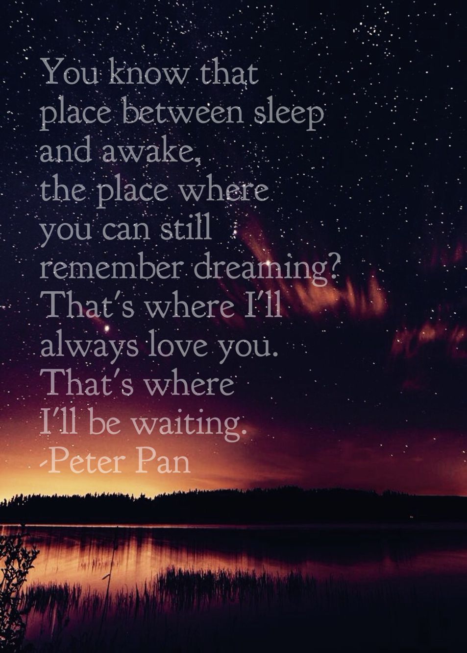 Peter Pan quote on a starry night background - Peter Pan
