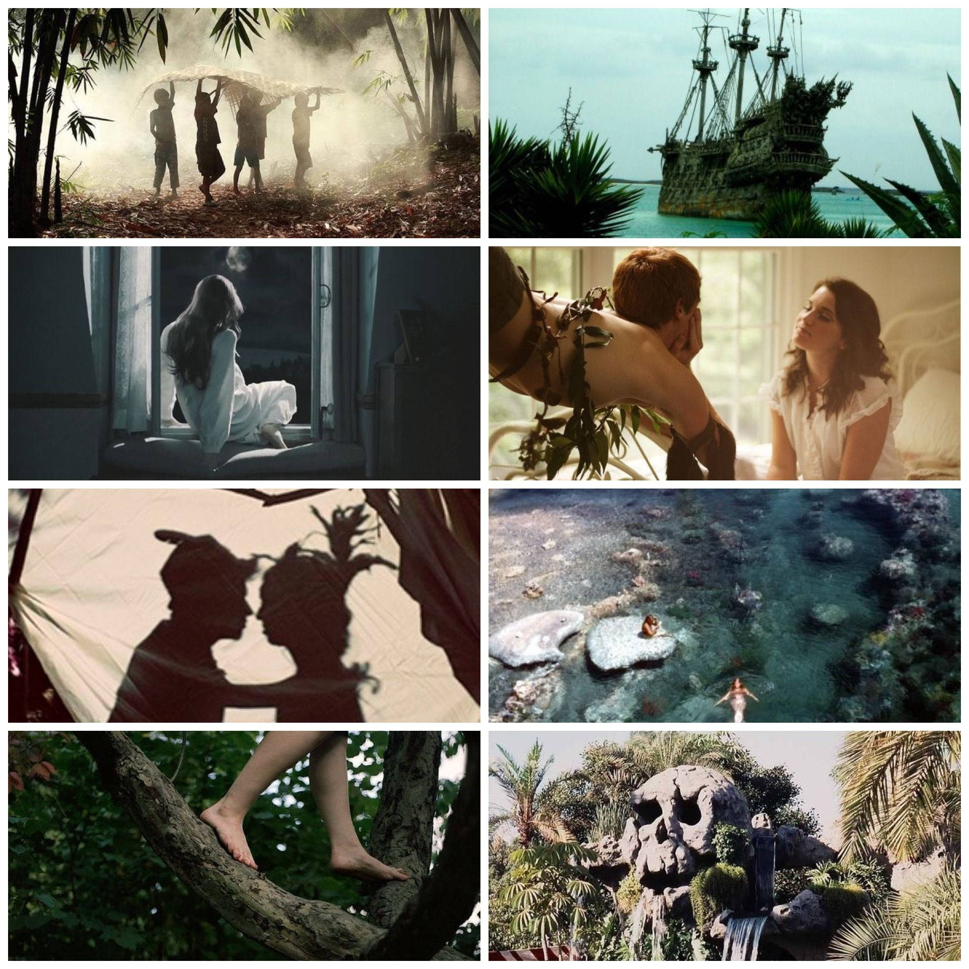 A collage of pictures with different scenes - Peter Pan