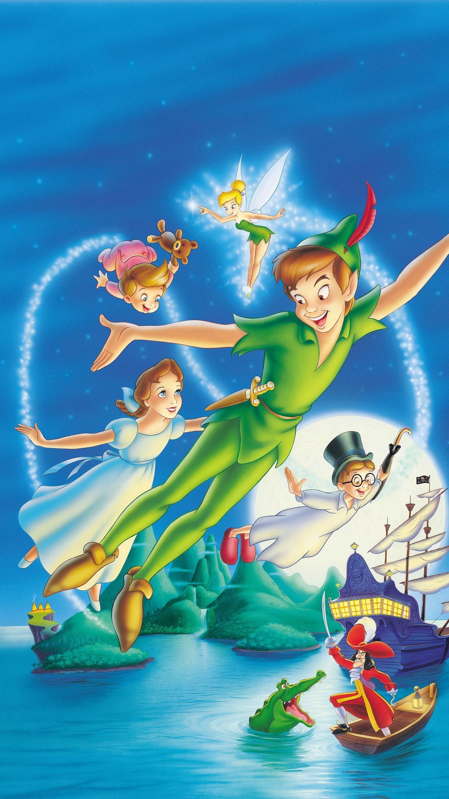 A poster of peter pan flying over the water - Peter Pan