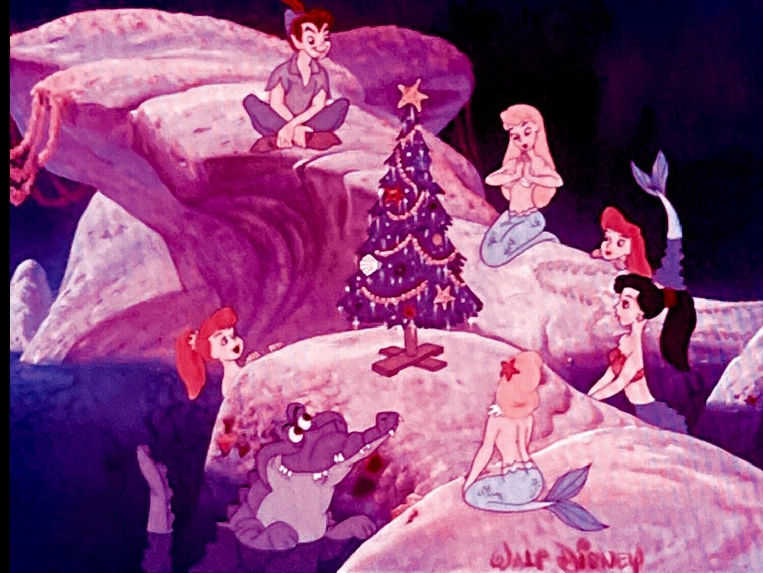 Ariel and friends celebrate Christmas in the sea. - Peter Pan