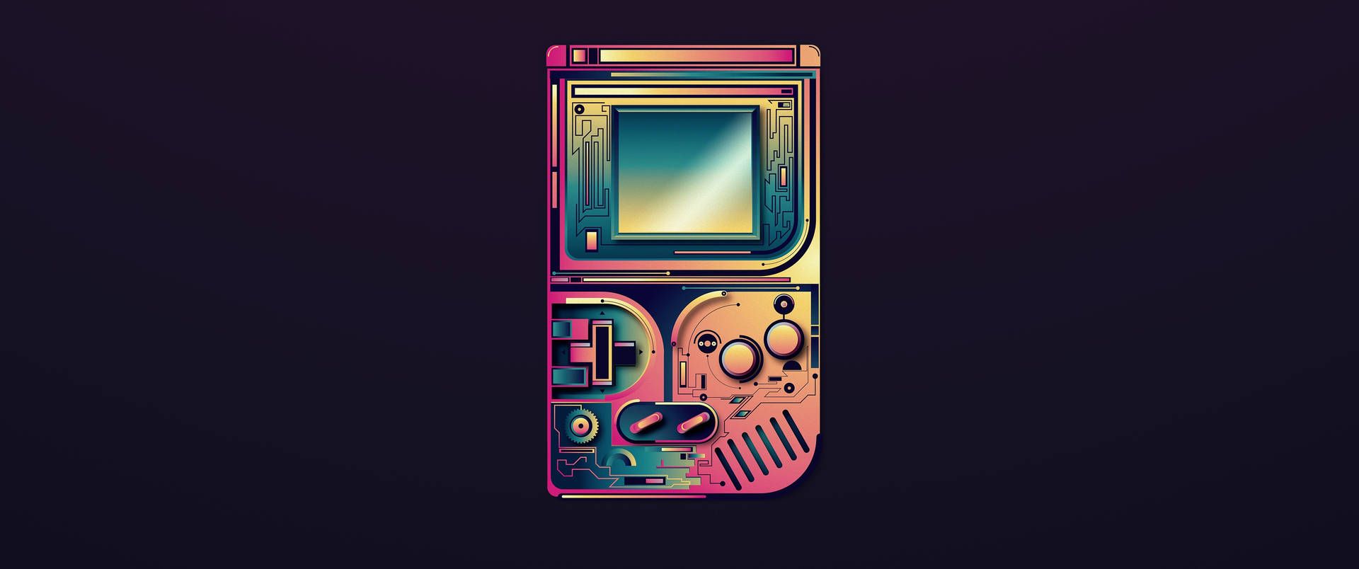 Download Colorful Game Boy With Visible Inner Mechanism Wallpaper