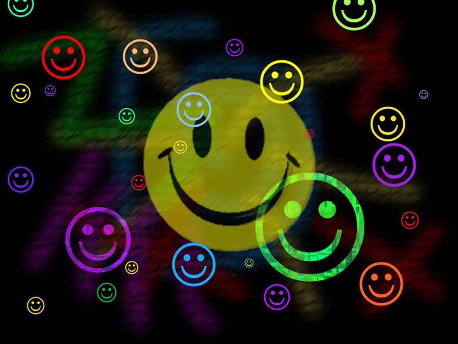 A smiley face with many different colored emoticons - Smiley
