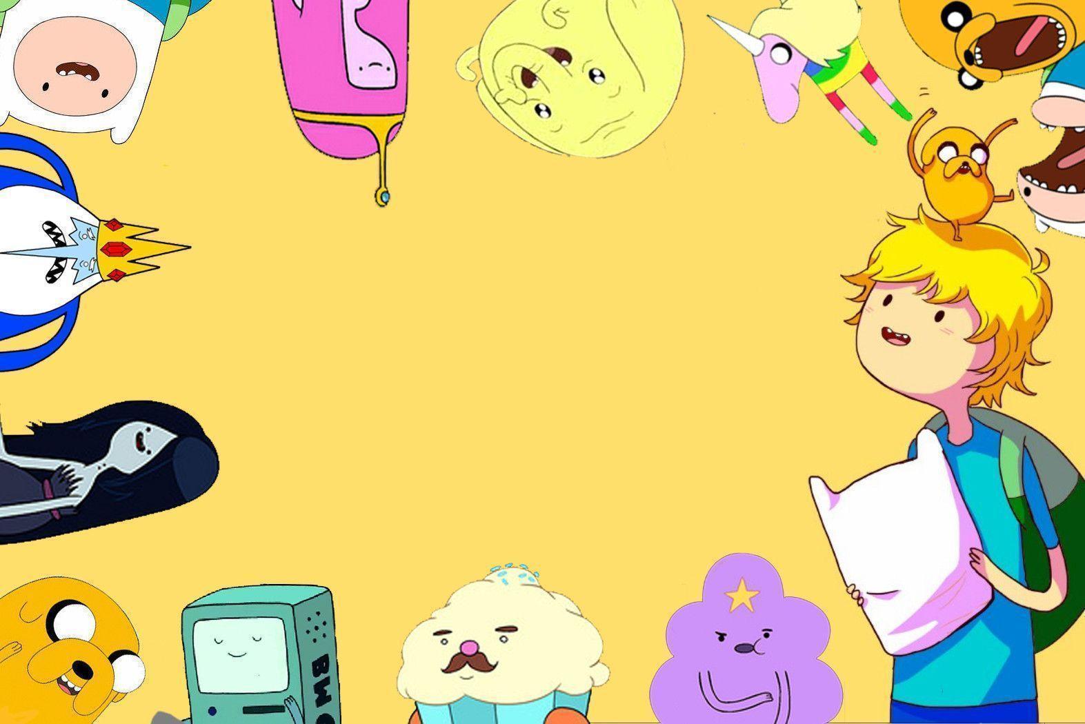 A group of cartoon characters are in the center - Adventure Time