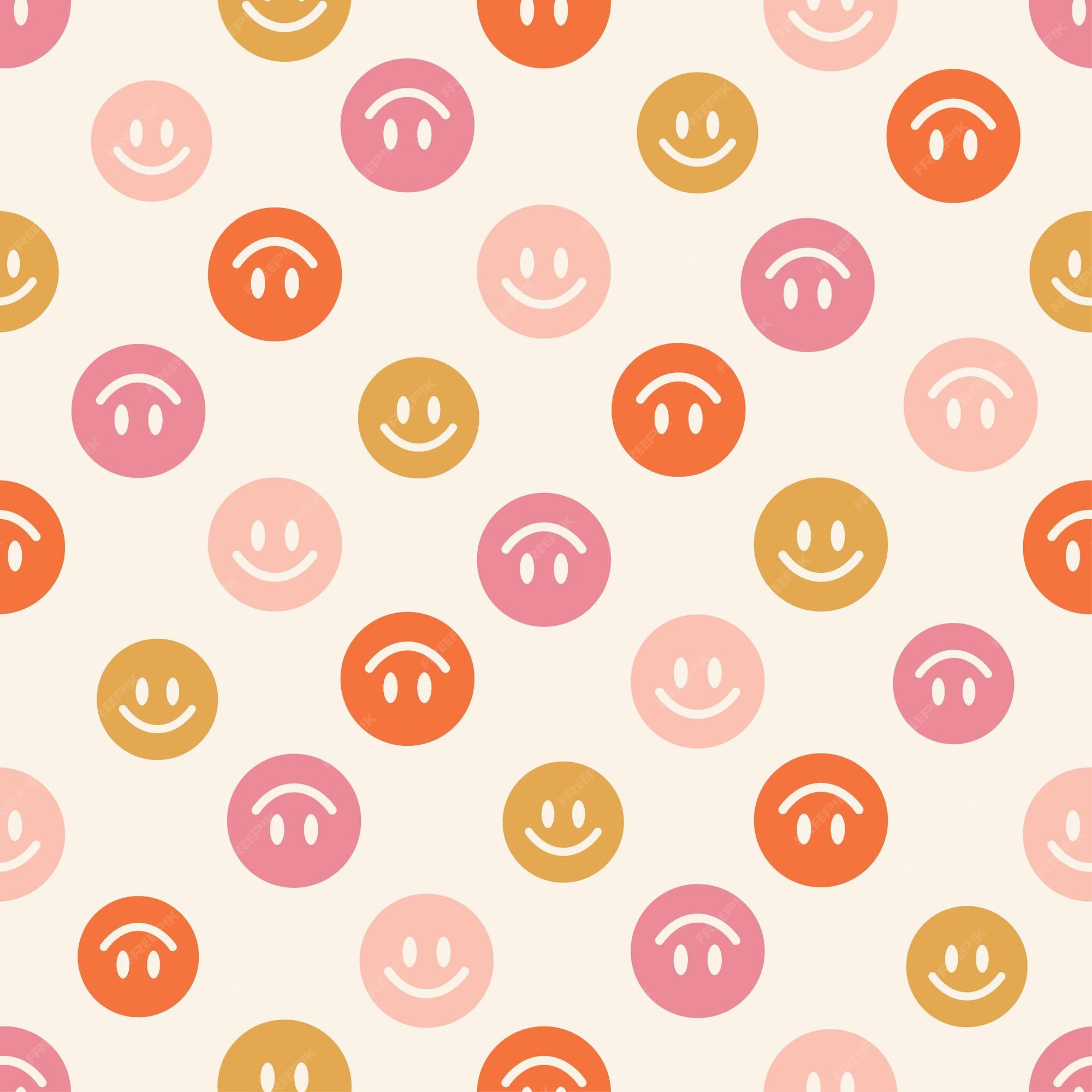 Premium Vector. Seamless pattern with hippie smiley faces