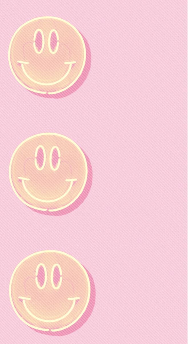 A pink card with three smiley faces on it - Smiley