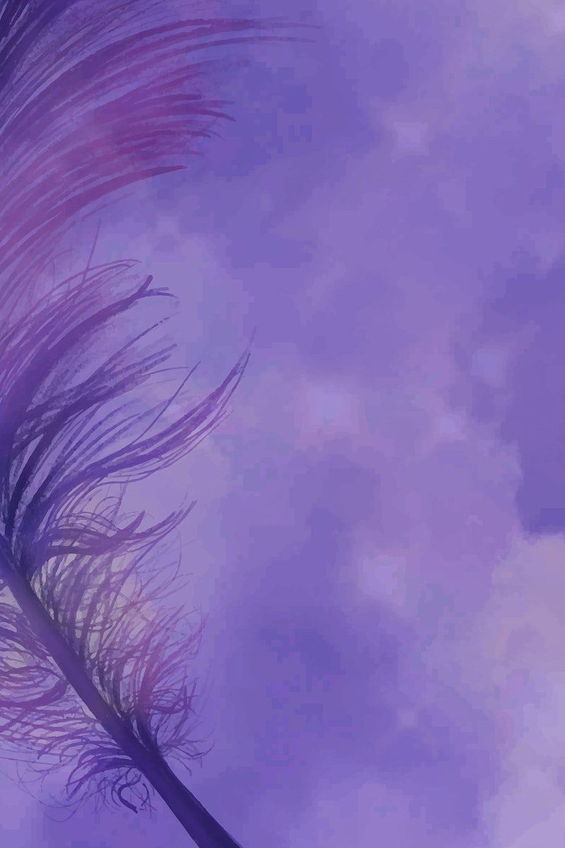 A purple feather is flying in the sky - Feathers
