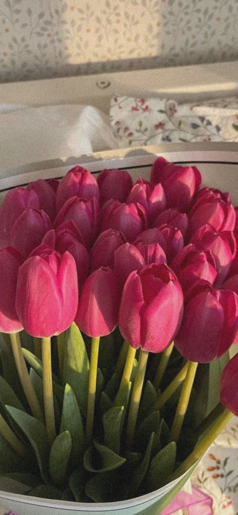 A vase of pink flowers sitting on top - Spring, tulip