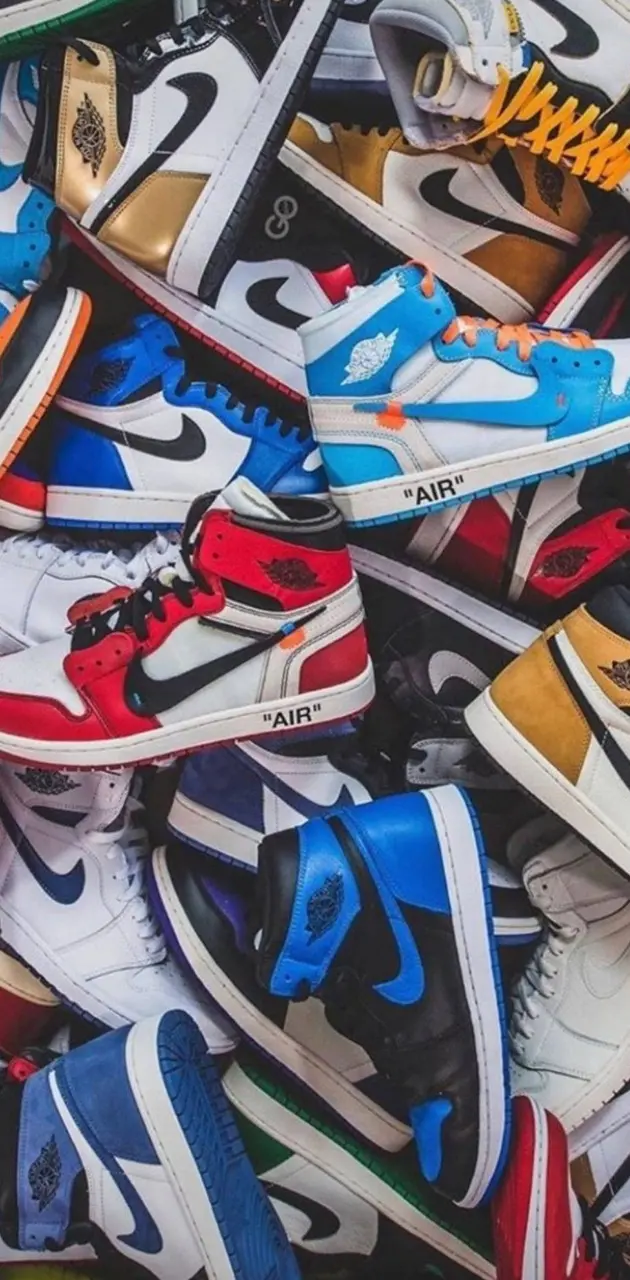 A collection of sneakers including Nike, Adidas, and Jordan - Air Jordan, Air Jordan 1