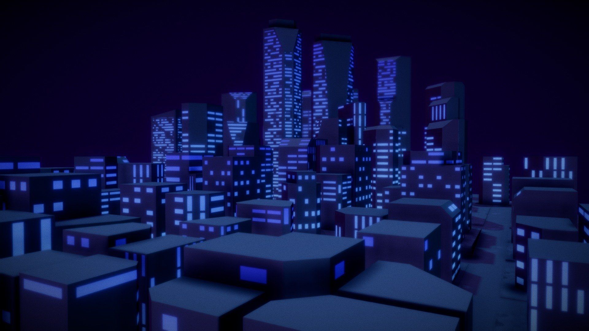 Low Poly Night City Royalty Free 3D Model By LoneDeveloper [8dc418a]
