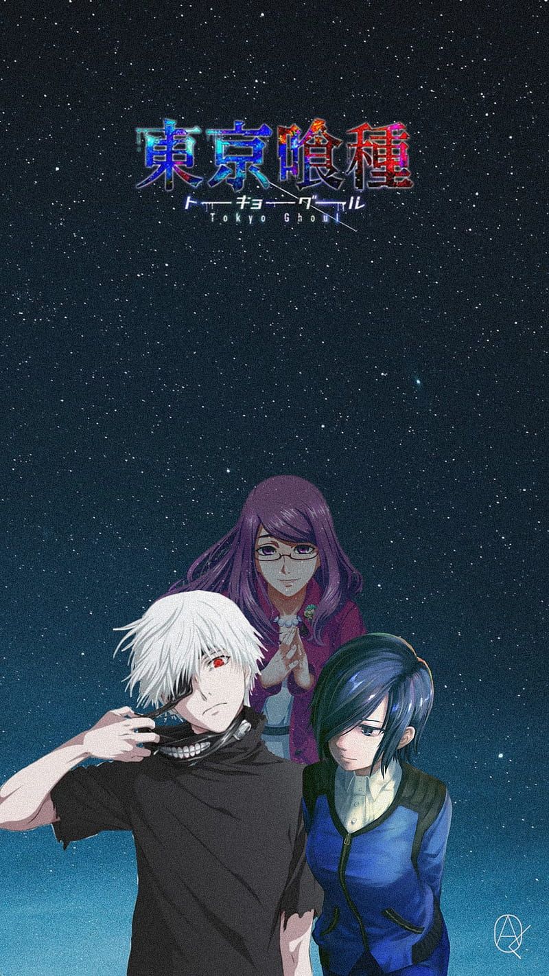 Anime characters standing in front of a starry sky - Tokyo Ghoul