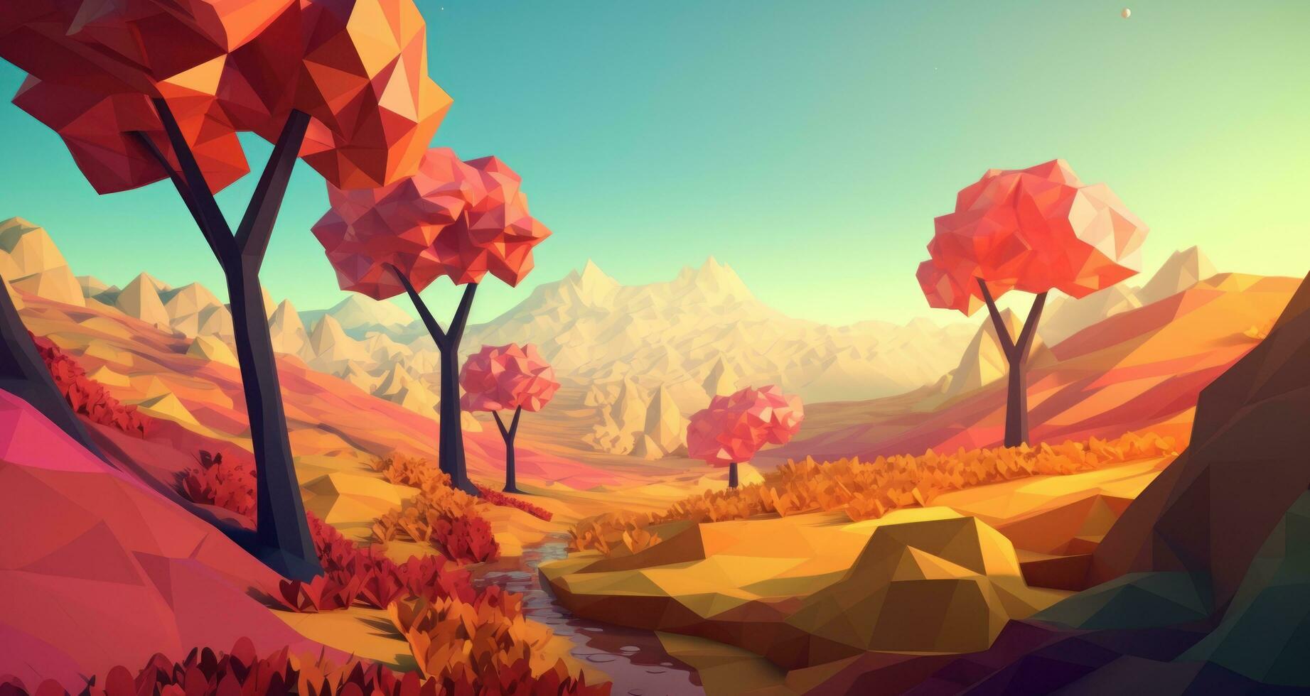 Low Poly Landscape , Image and Background for Free Download