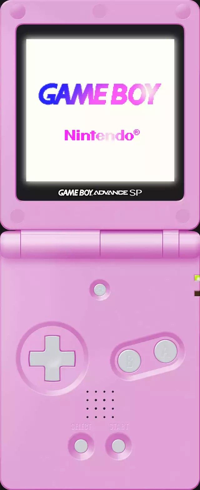 A pink Nintendo Game Boy Advance SP with the words 