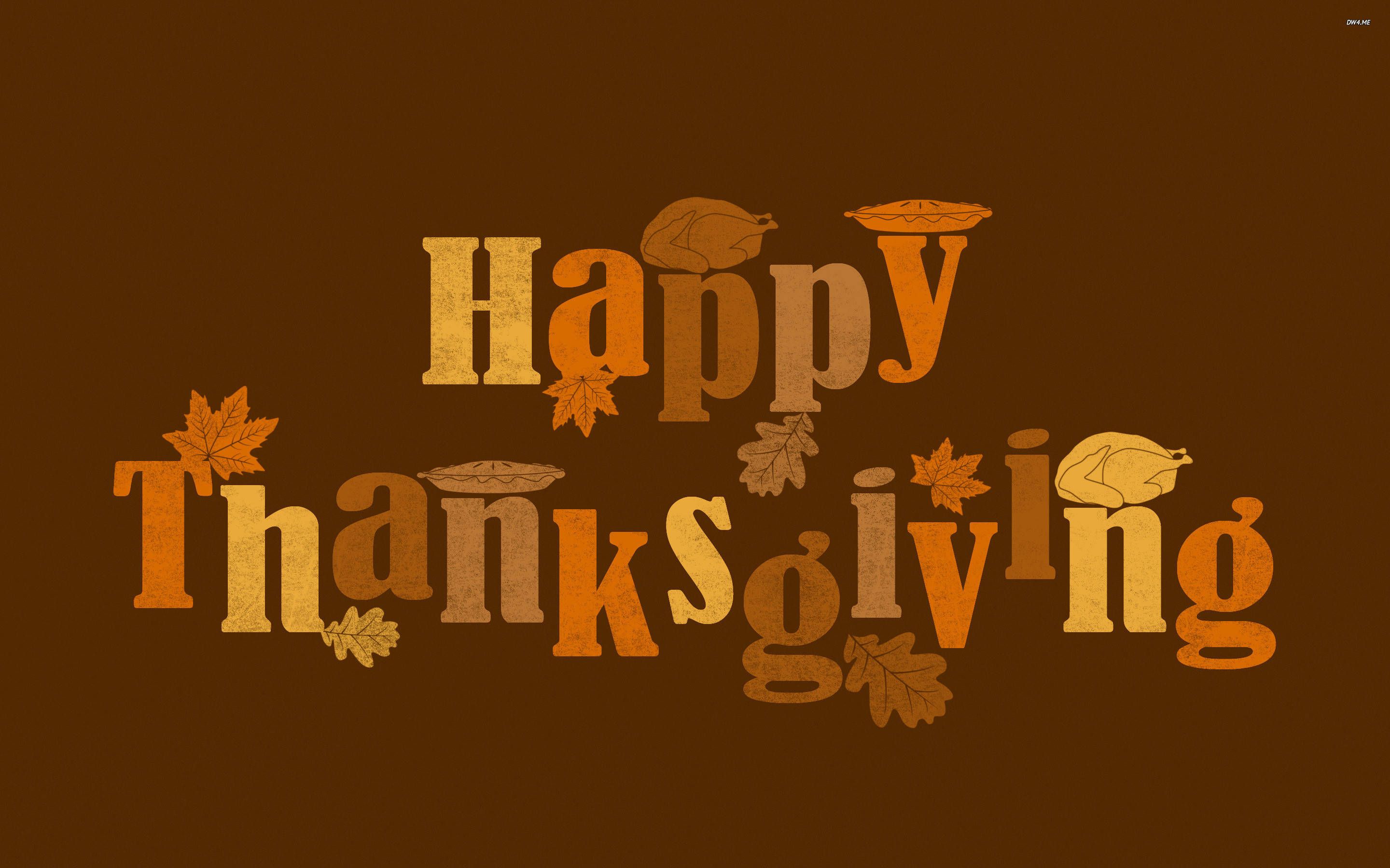 Download Thanksgiving Aesthetic Greeting With Leaves Wallpaper