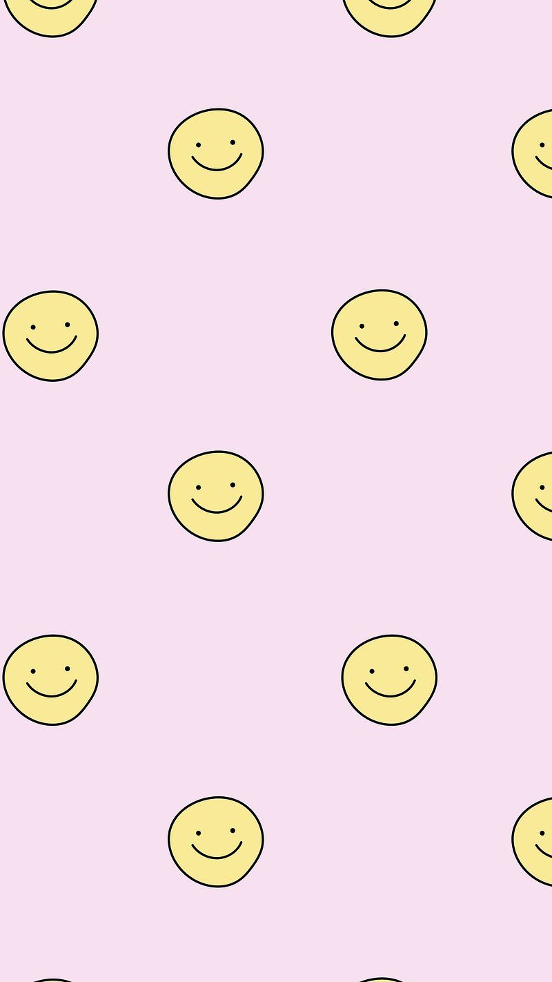 Wallpaper background pattern yellow smileys on a pink background - Smiley