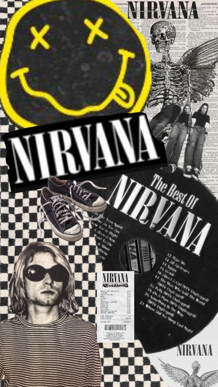 nirvana #nirvanacollage #fyp #aestheticboard #foryoupage #blackandwhiteaesthetic. Nirvana wallpaper, Nirvana, Black and white aesthetic
