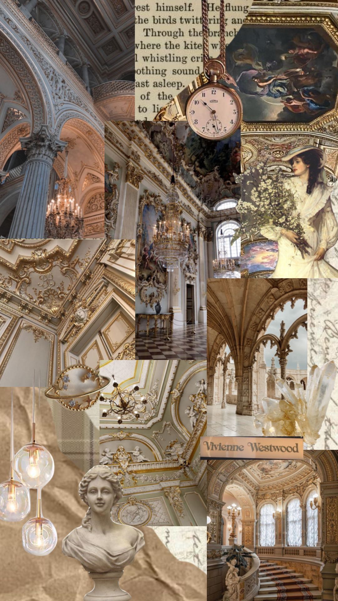 A collage of pictures with clocks and statues - Royalcore