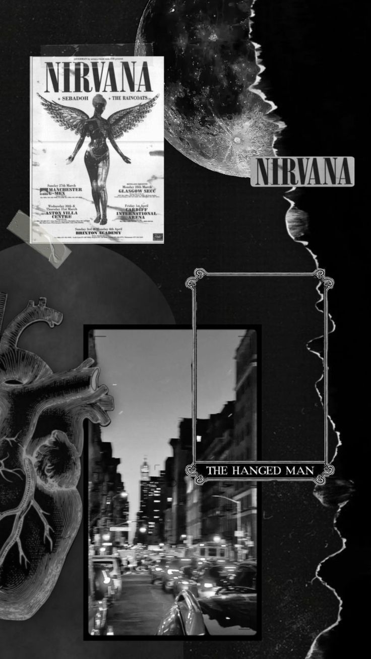 vibes #art #wallpaper #blackandwhite #nirvana #grunge #grungeaesthetic. The hanged man, Brixton academy, Grunge aesthetic