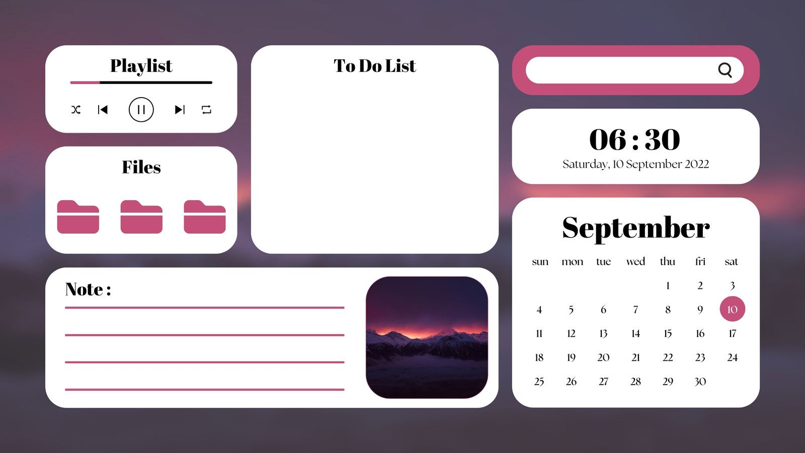 A screenshot of the calendar app - Magenta