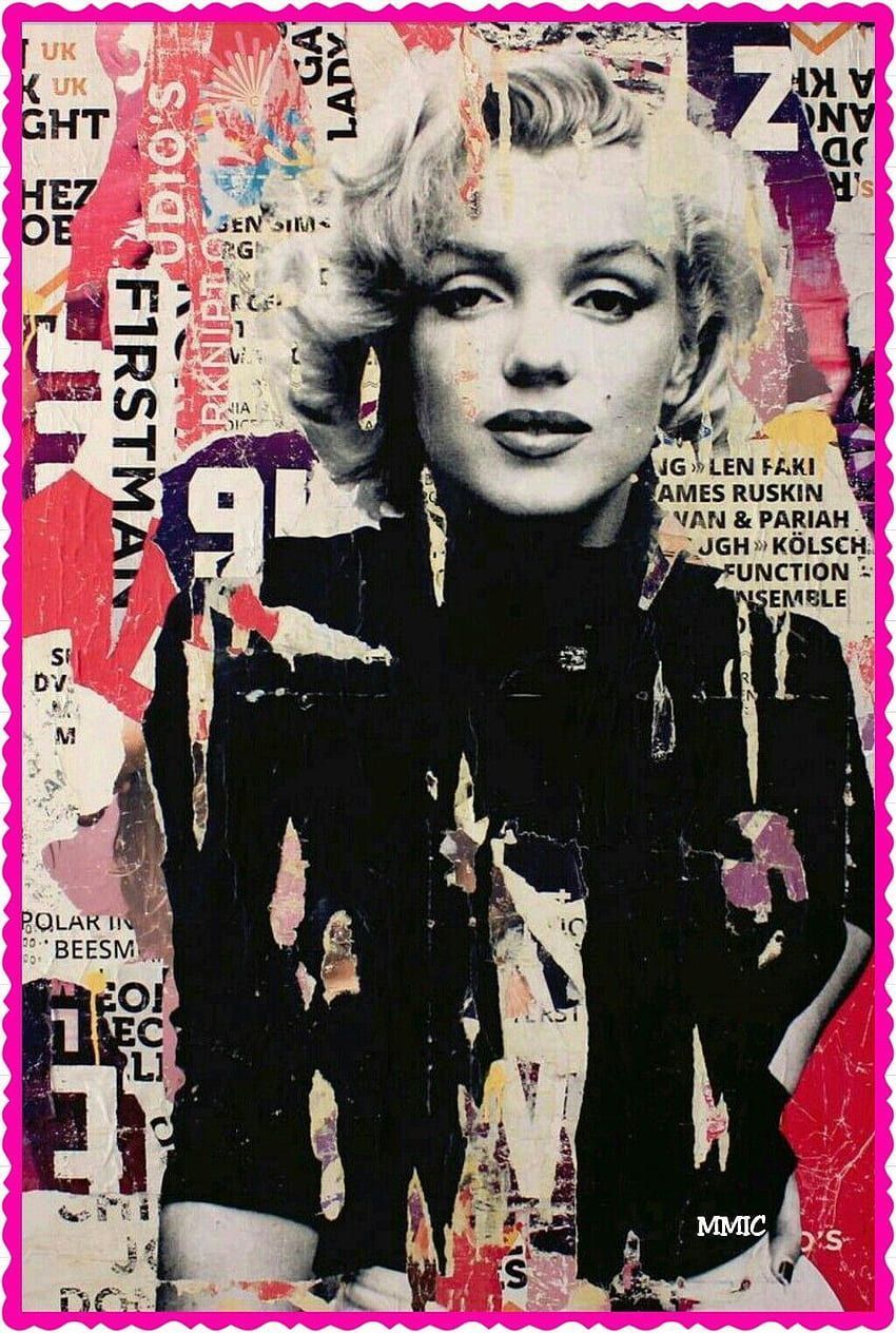 A collage of marilyn monroe with pink and black background - Marilyn Monroe