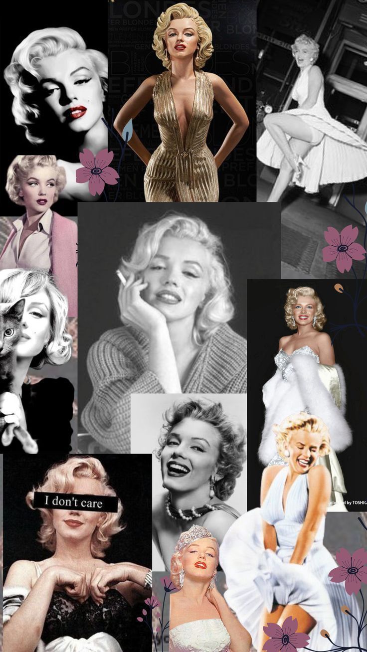 A collage of images of Marilyn Monroe in different outfits and poses. - Marilyn Monroe