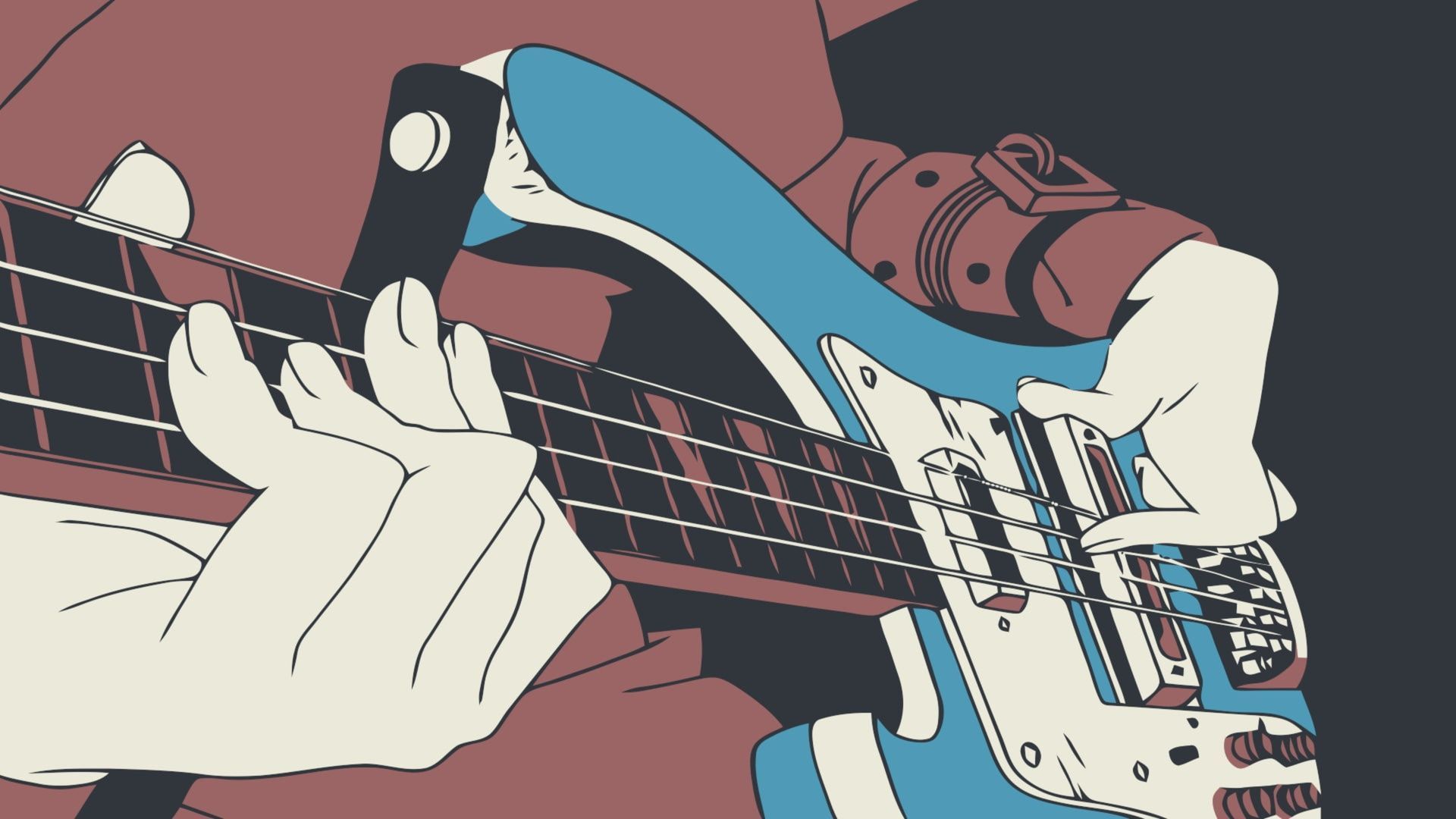 Illustration of a person playing a bass guitar - Guitar