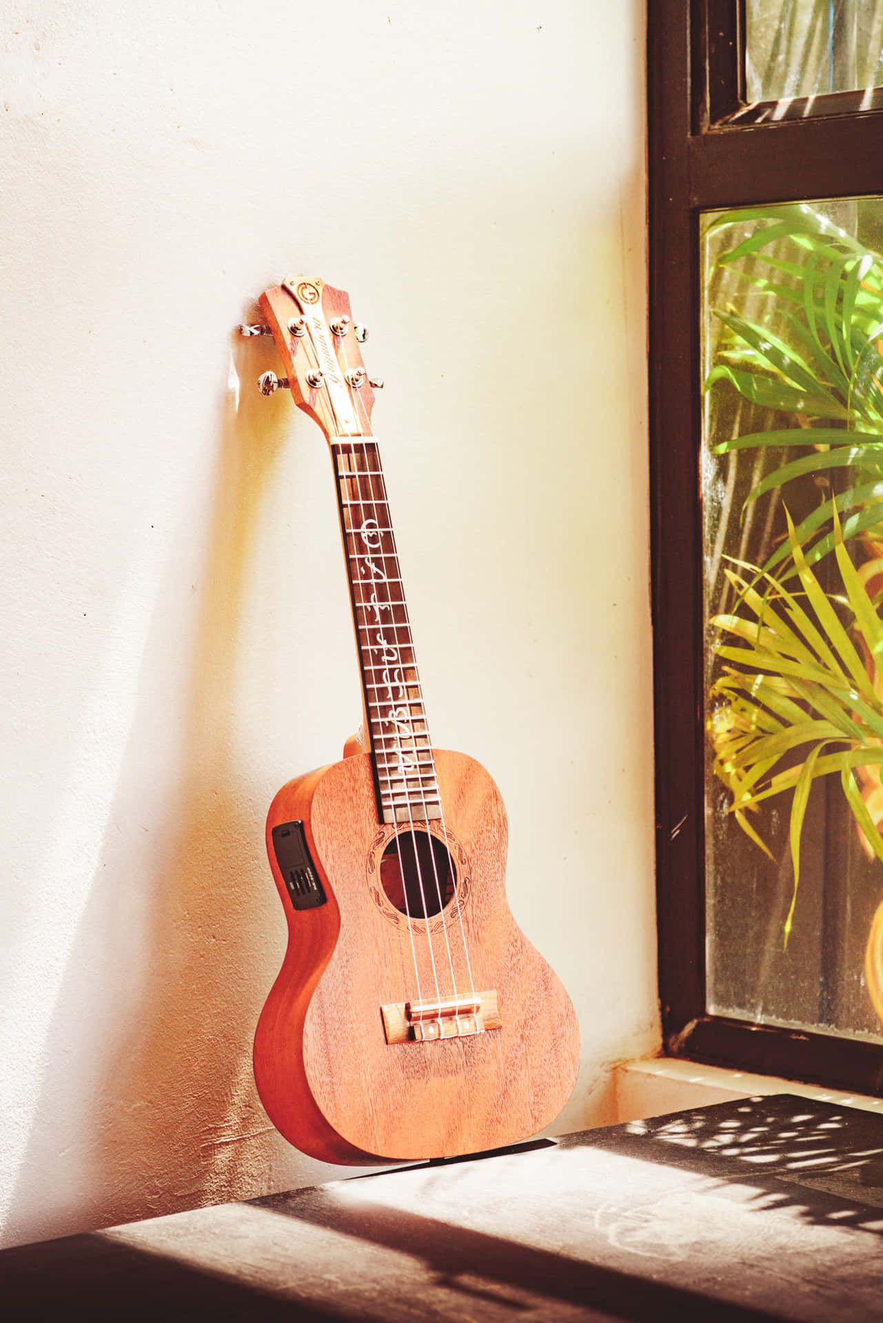 A ukulele sitting on the window sill - Guitar