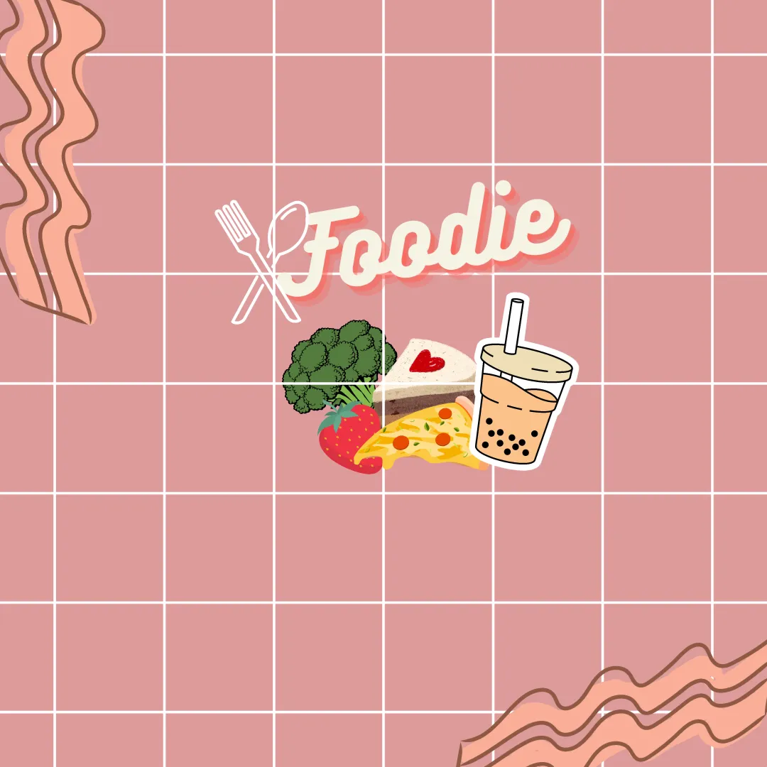 Foodie illustration with a pink background - Foodie