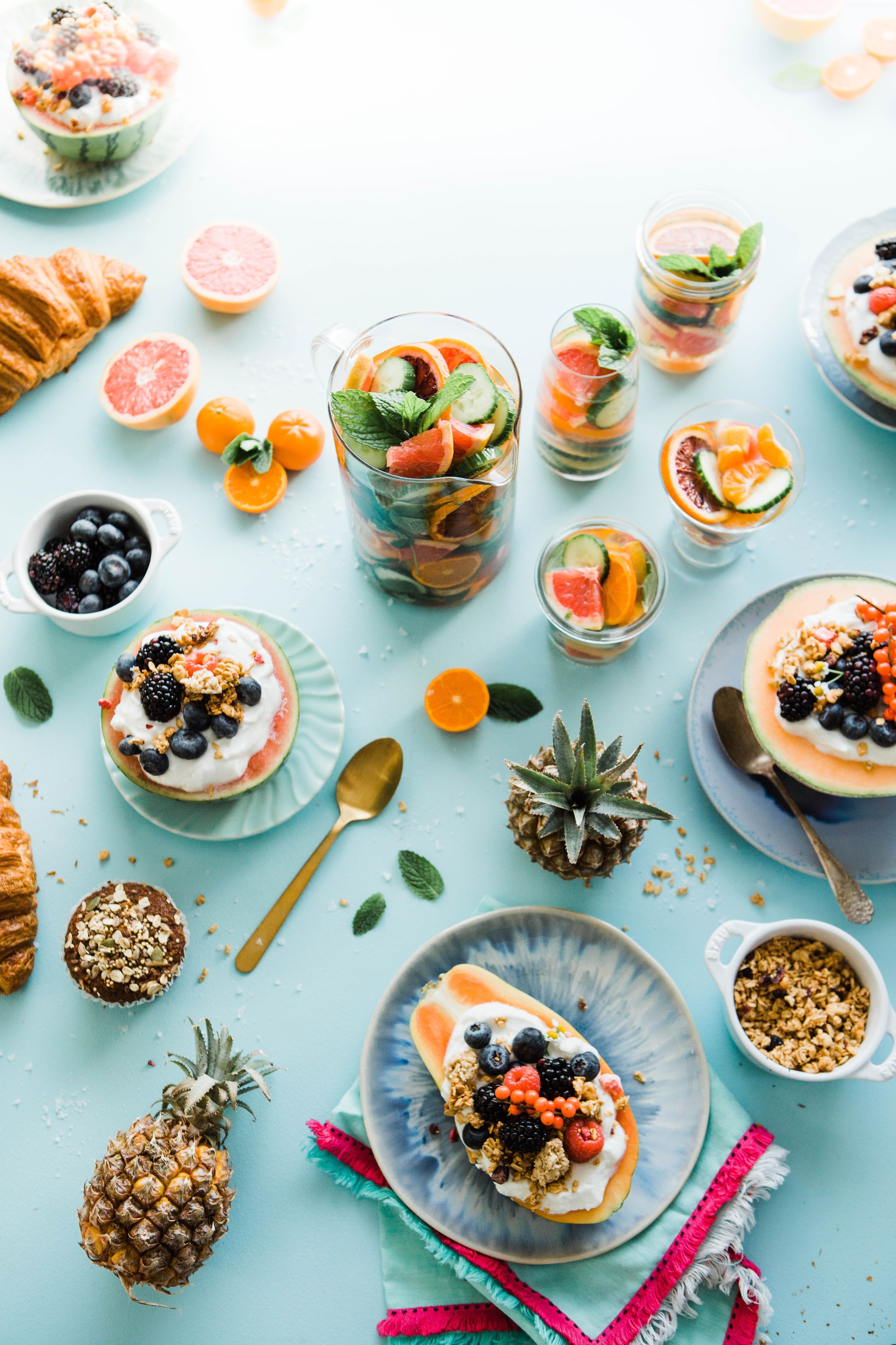 A table with food on it and fruit - Foodie