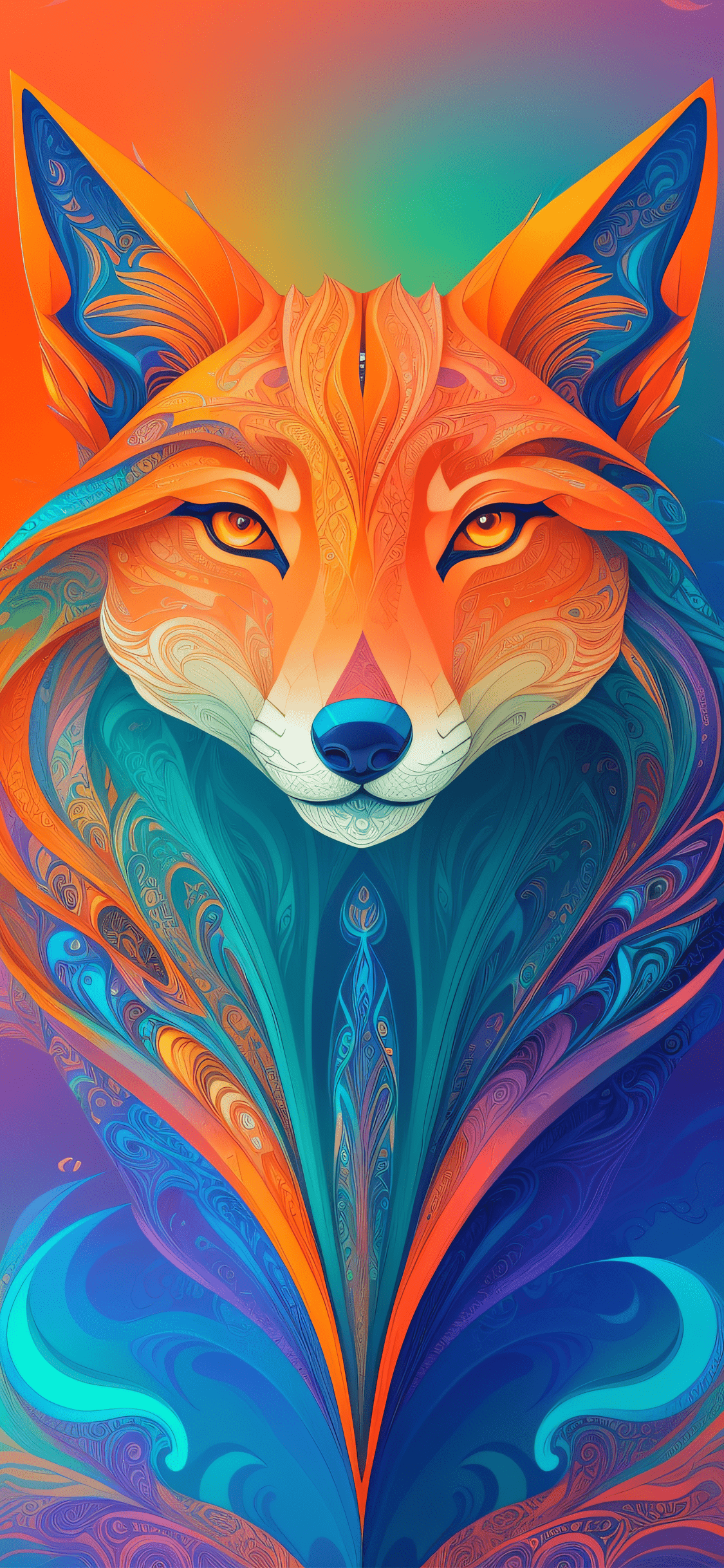 A colorful fox with an abstract design - Fox